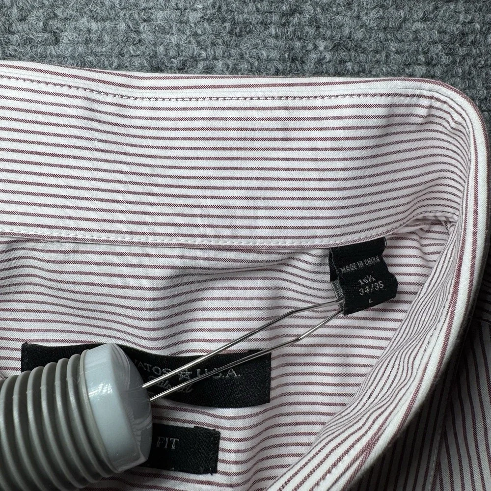 John Varvatos Signature Tailored Slim Fit Pinstripe L/S‎ Large 16.5 34/35 Button